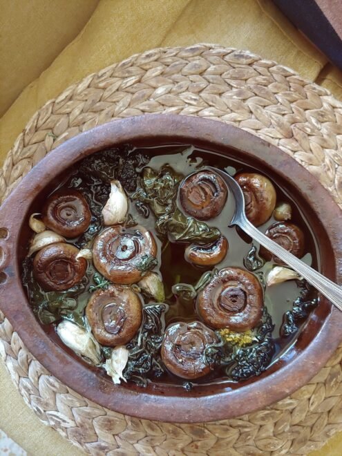 Recipe: Mushrooms Cooked in Grapevine Leaves